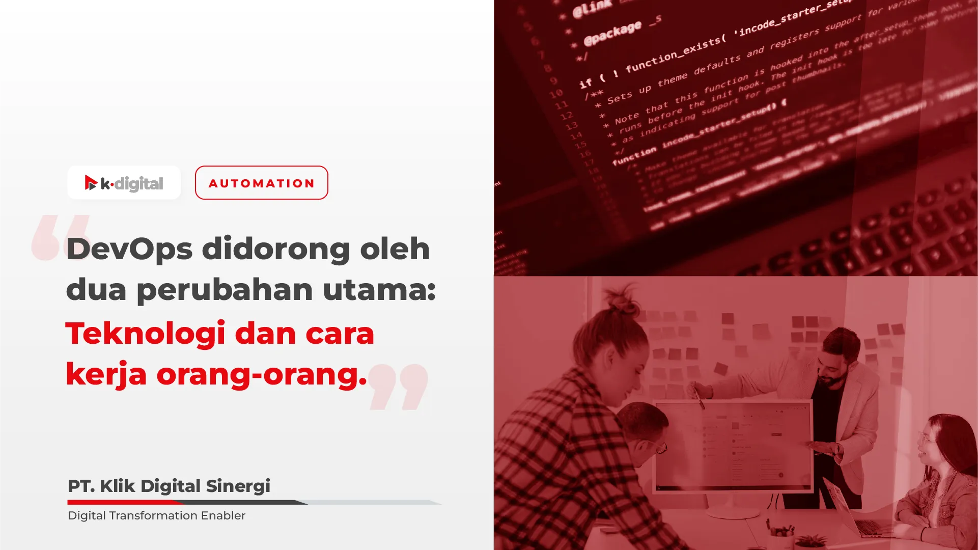 Quote faktor utama perubahan pada DevOps | PT. Klik Digital Sinergi